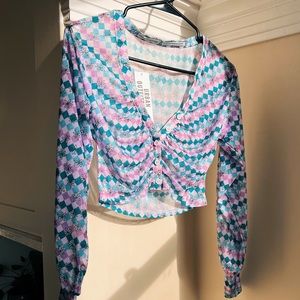 NWT Urban Outfitters Floral Mesh Top